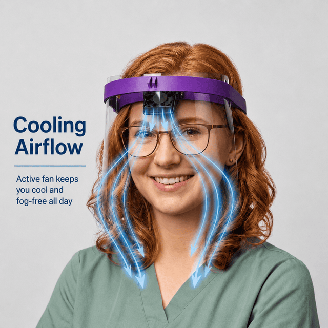 Dental Face Shield with Fan | Breezy Face Active Cooling Face Shield - Breezy Face